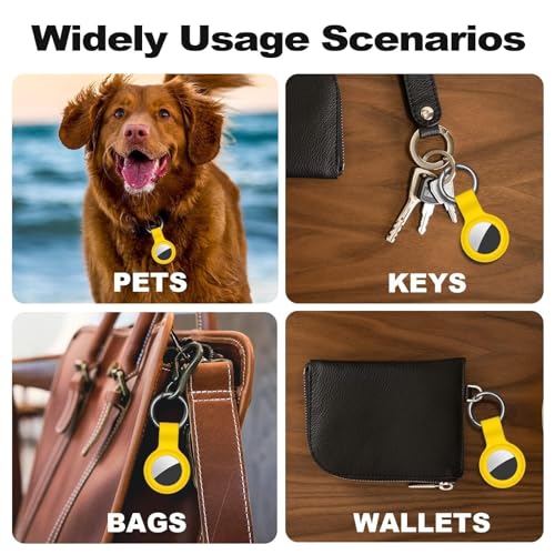Linsaner Compatible with AirTag Case Keychain for Air Tag Holder Silicone for AirTags Key Ring Cases Tags Chain for Apple for AirTag GPS Item Finders Accessories，Yellow - Image 5