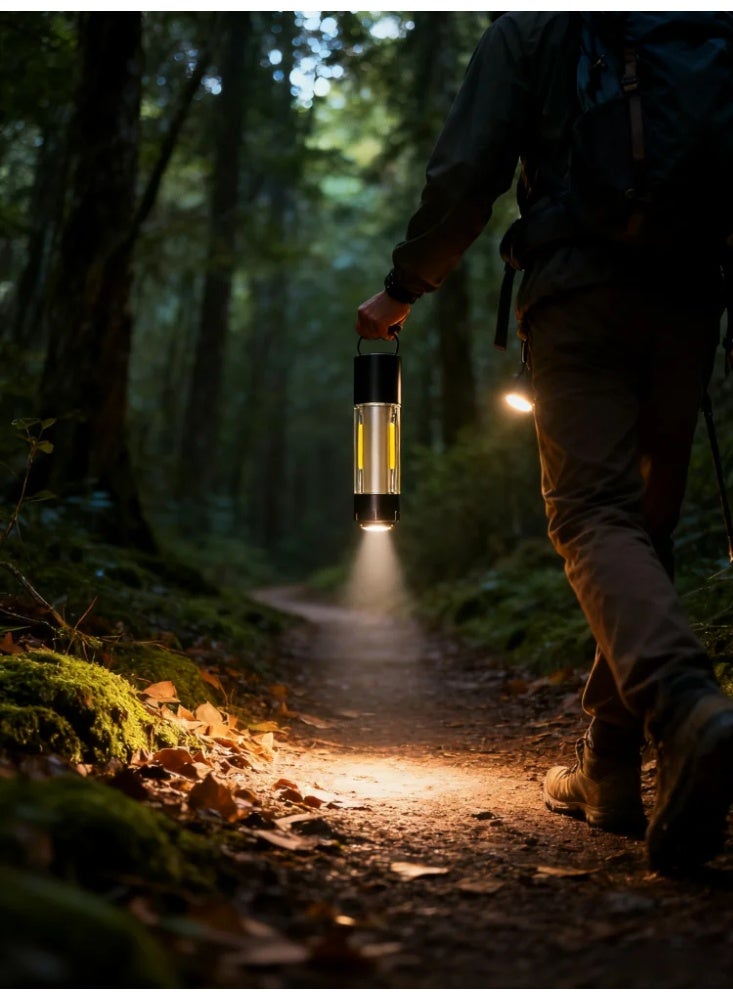 مصباح يدوي خارجي عالي الطاقة مصنوع من سبائك الألومنيوم مع تركيز ليزر أبيض، وضوء تحذير أصفر/أحمر وشحن سريع من النوع C - مصباح يدوي تخييم فائق السطوع - Image 5