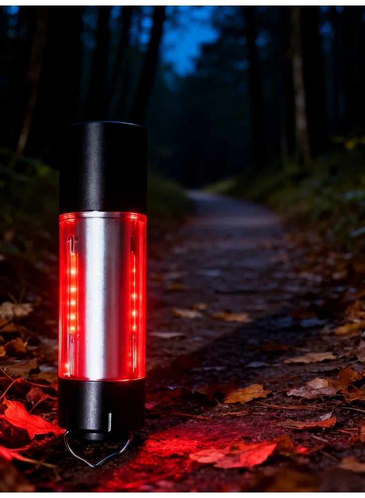 مصباح يدوي خارجي عالي الطاقة مصنوع من سبائك الألومنيوم مع تركيز ليزر أبيض، وضوء تحذير أصفر/أحمر وشحن سريع من النوع C - مصباح يدوي تخييم فائق السطوع - Image 3