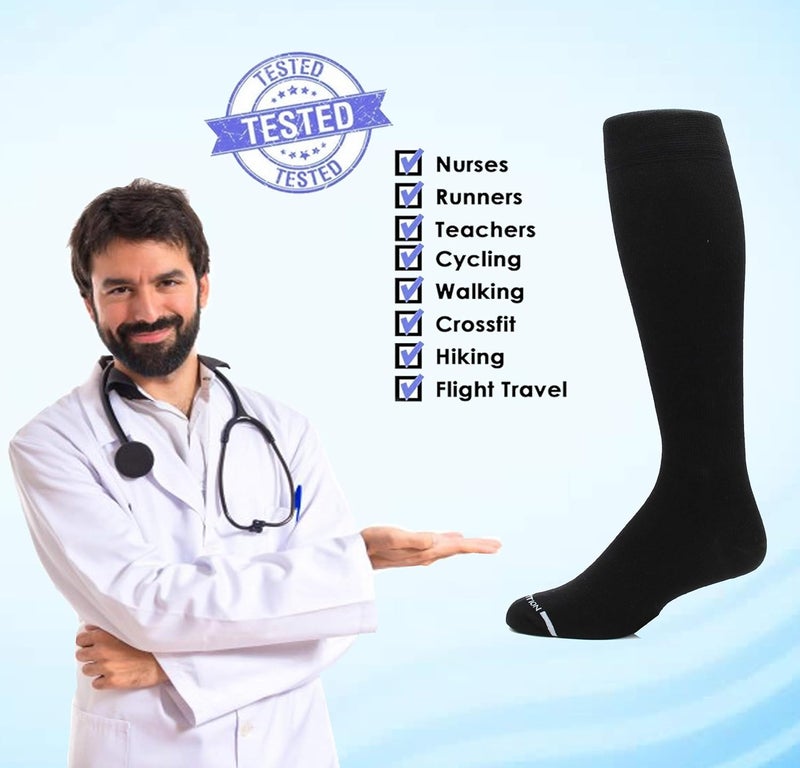 Dr Motion 4 Pairs Men's Athletic Traveler Graduated Compression Knee High Socks - Image 2