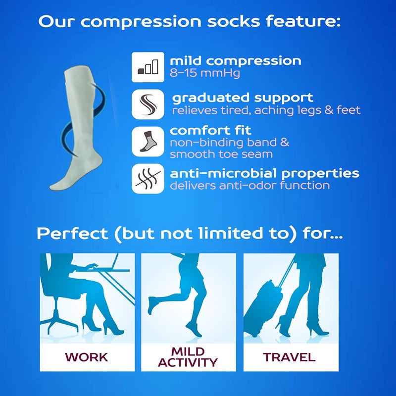 Dr Motion 4 Pairs Men's Athletic Traveler Graduated Compression Knee High Socks - Image 3
