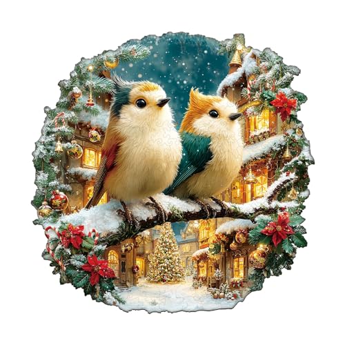 Artipuz Christmas Wooden Puzzles for Adults Christmas Birds Wooden Puzzle Unique Shape Wood Jigsaw Puzzle for Adults Wood Puzzles Adult Gifts for Family Wall Art Home Decor 270pcs 134 133in L - Image 1