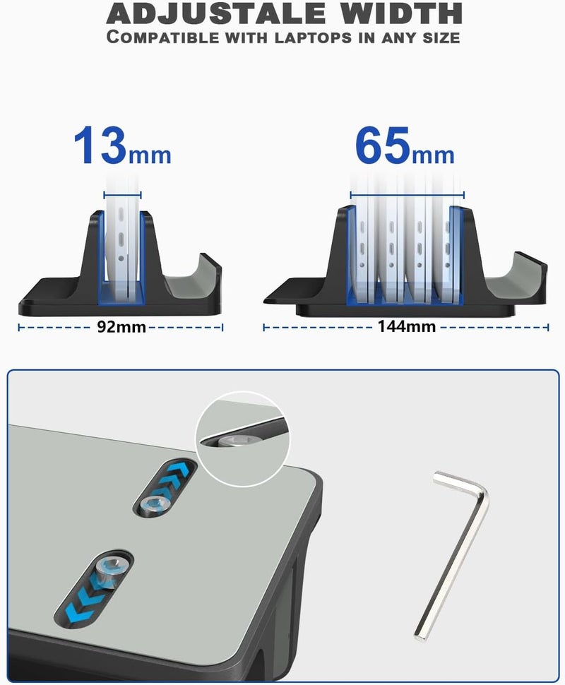 PHOCAR Vertical Laptop Stand and Phone Holder for Desk - Compatible With MacBook, iPad, iPhone, HP, Dell, Surface, Chromebook - Gaming Base - Image 3