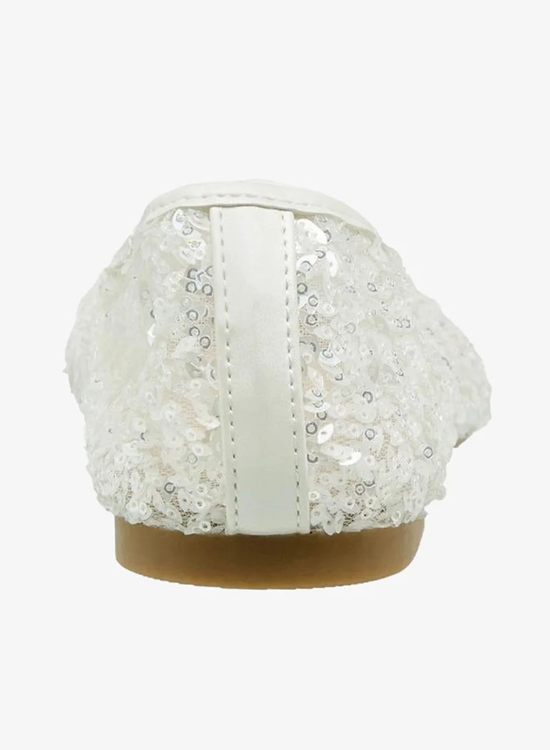 Flora Bella By Shoexpress WHITE Women Sequin Embellished Ballerina Shoes Ramadan Collection for Women | Best Price UAE