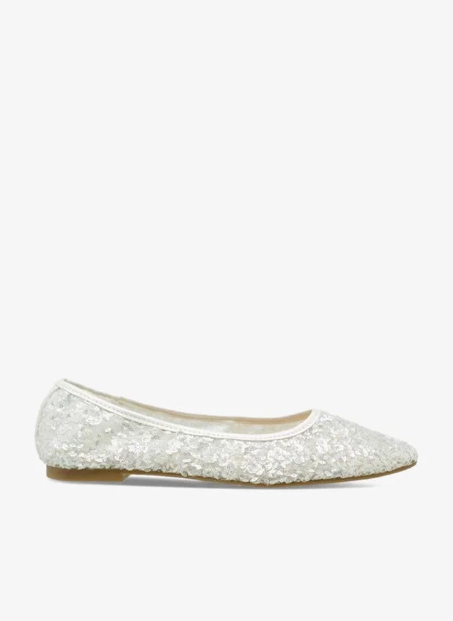 Flora Bella By Shoexpress WHITE Women Sequin Embellished Ballerina Shoes Ramadan Collection for Women | Best Price UAE