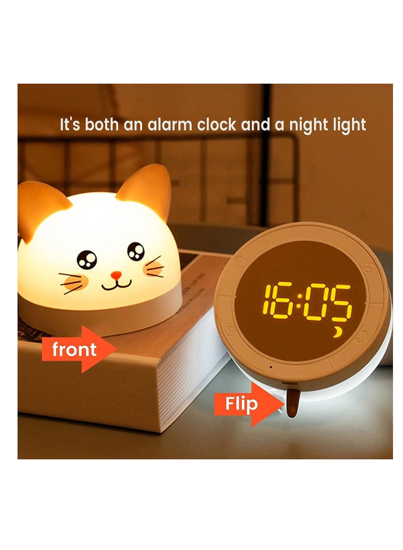 Y&D Kids Alarm Clock with Night Light, Cute Cat Digital for Kids, Toddlers 12/24H Calendar and Rechargeable Sleep Trainer Boys Girls Bedroom  - Image 2