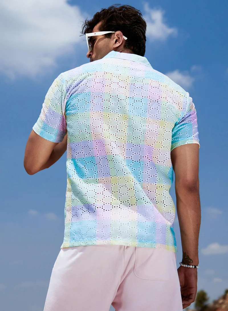 Campus Sutra Men's Multicolour Pastel Block Shirt