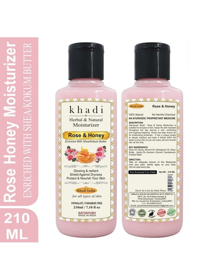 Satvayush Khadi Rose Honey Moisturizer Enriched With Shea/Kokum Butter For All Type Of Skin 210 Ml - Image 2