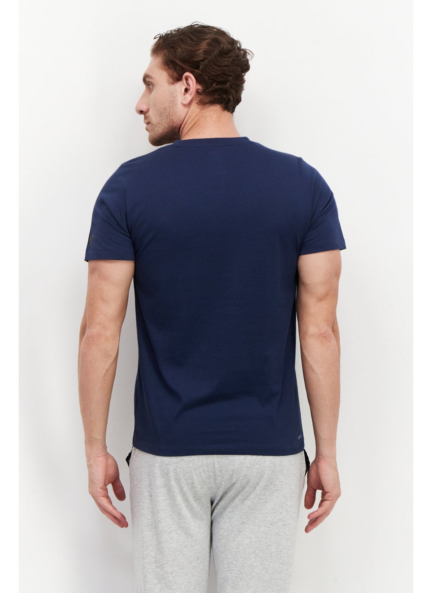 New Balance Men Athletic Fit Short Sleeve Training T-shirts, Navy Blue Combo  - Image 3