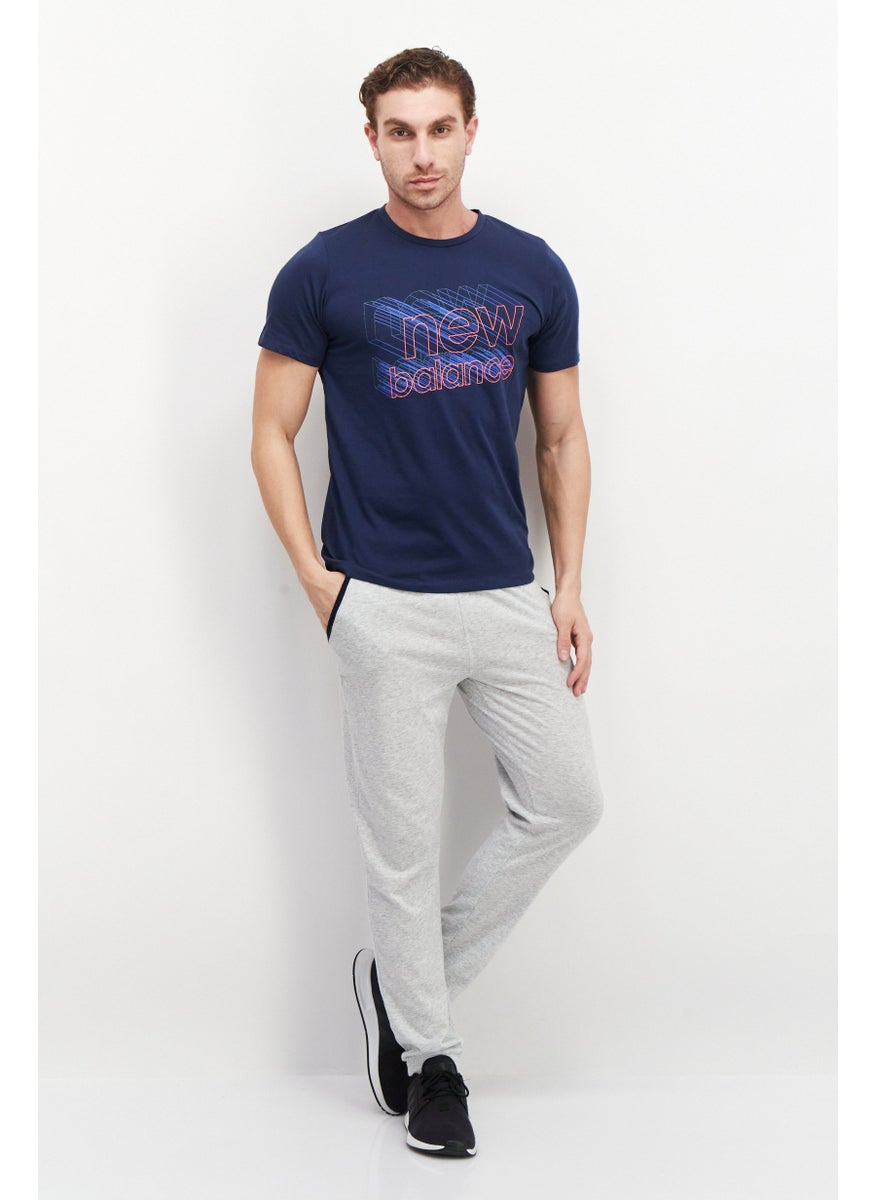 New Balance Men Athletic Fit Short Sleeve Training T-shirts, Navy Blue Combo  - Image 2