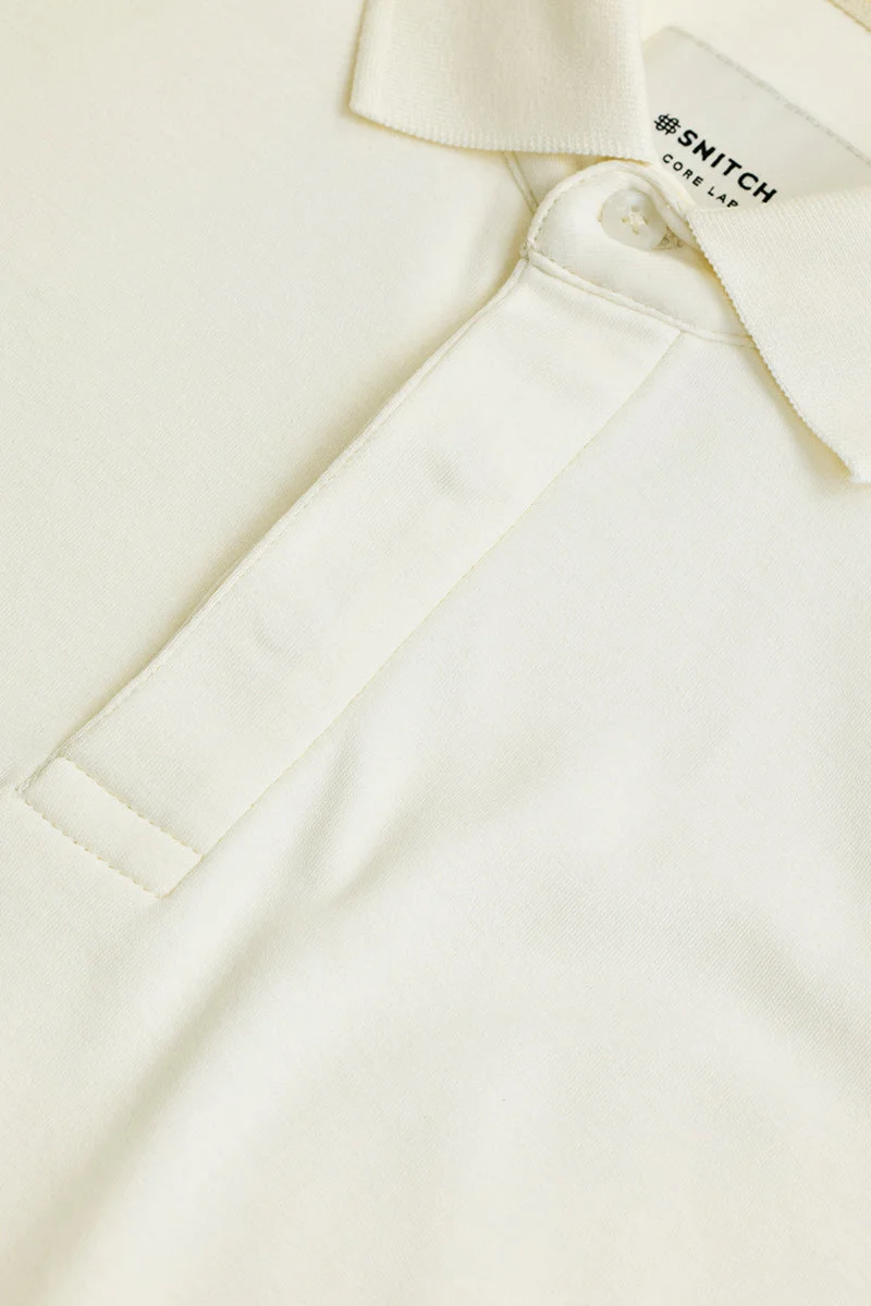 SNITCH Off-White Off-White Solid Half Sleeve Regular Fit Core Lab T-Shirt for Men | Best Price UAE