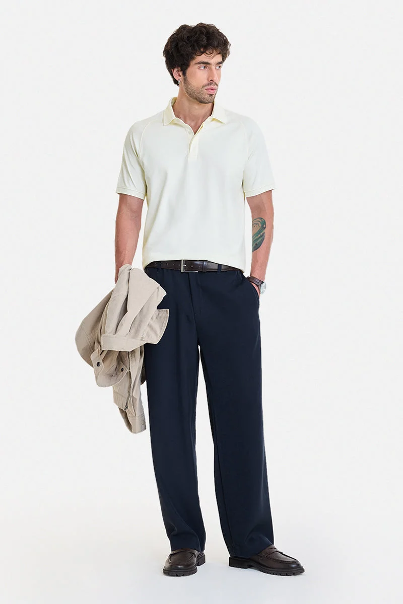 SNITCH Off-White Solid Half Sleeve Regular Fit Core Lab T-Shirt