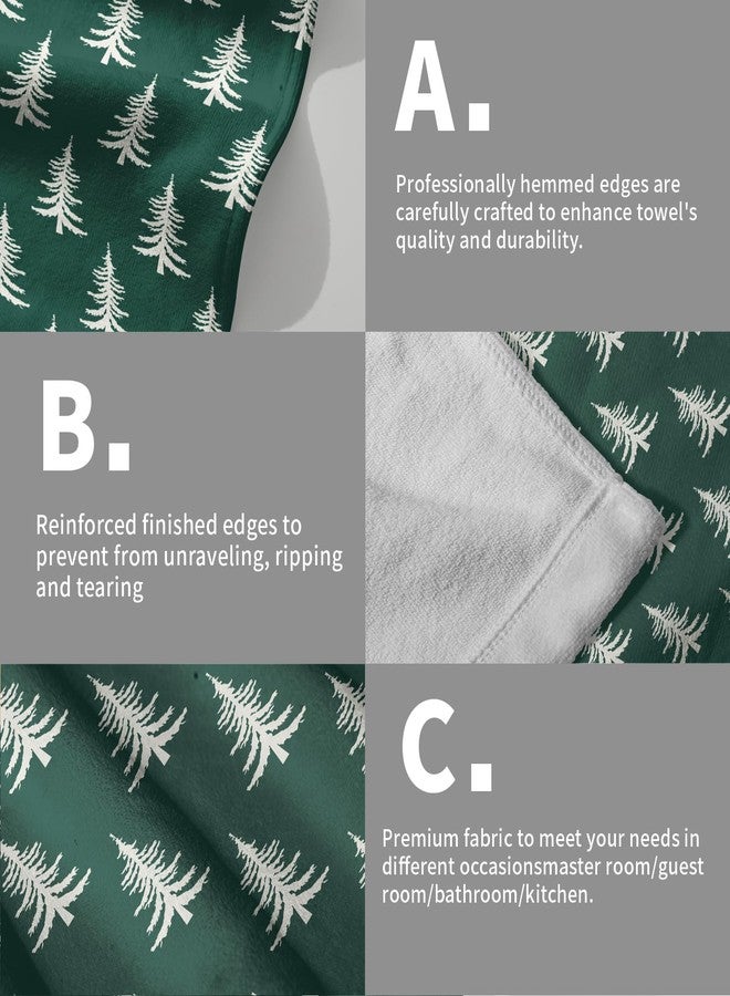 Aytipun Forest Green Christmas Hand Towels for Bathroom Set of 2 White Xmas Tree Print Holiday Themed Decorative Handtowels Soft Absorbent Bath Towel for Home Guest Room Hotel Gym Spa - Image 5