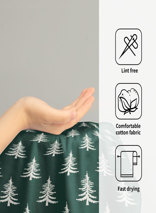 Aytipun Forest Green Christmas Hand Towels for Bathroom Set of 2 White Xmas Tree Print Holiday Themed Decorative Handtowels Soft Absorbent Bath Towel for Home Guest Room Hotel Gym Spa - Image 4