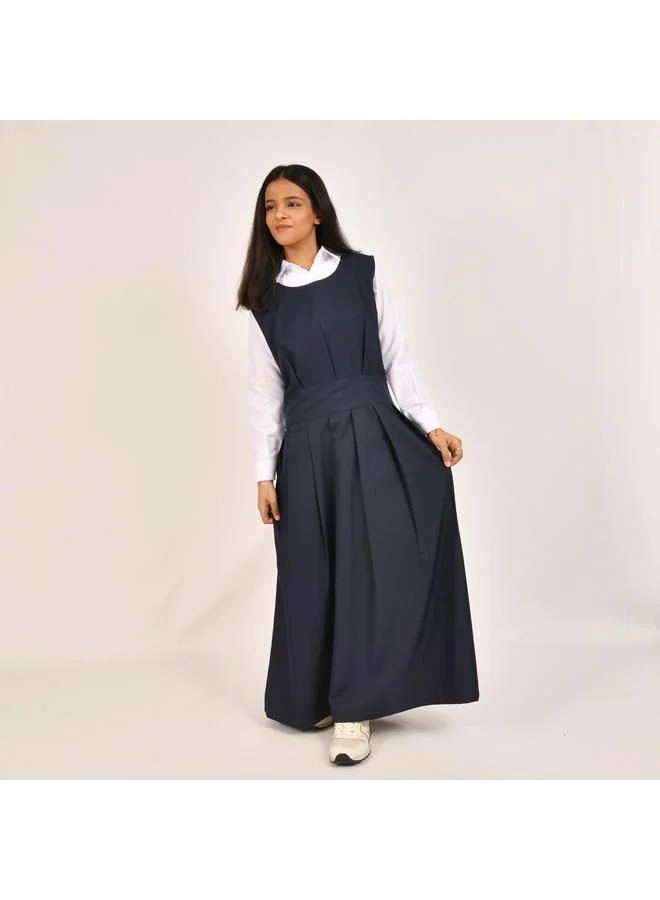 HAWRAA ABAYA مريول كحلي بقصة دائرية و كسرات على كامل الجزء السفلي مع جيوب مخفية