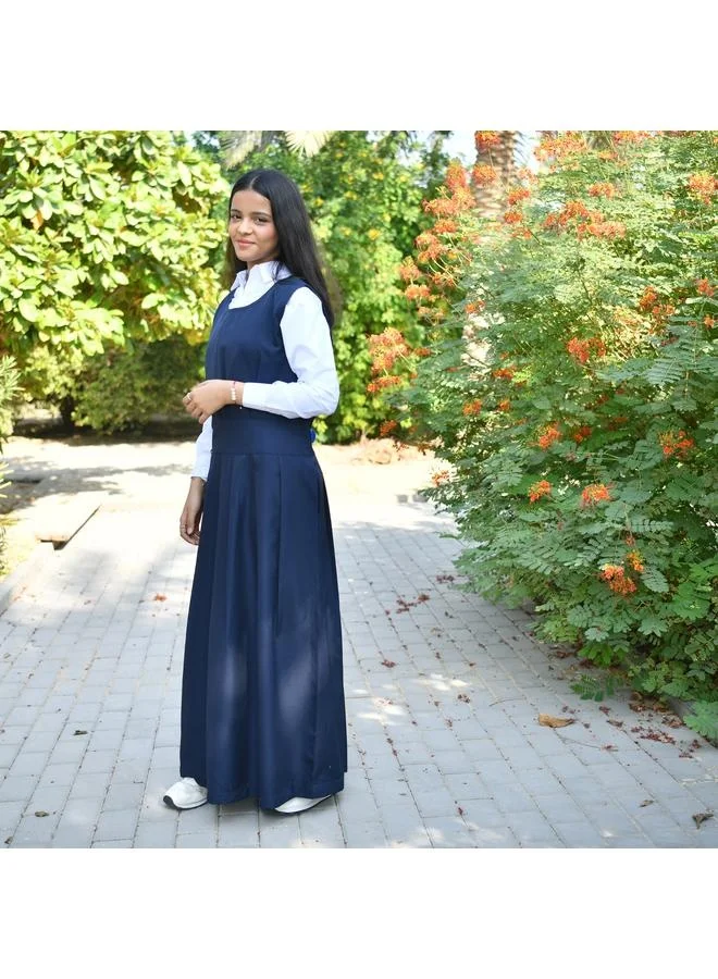 HAWRAA ABAYA مريول كحلي بقصة دائرية و كسرات على كامل الجزء السفلي مع جيوب مخفية