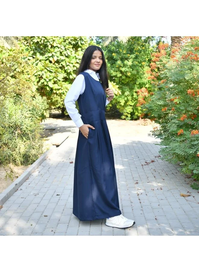 HAWRAA ABAYA مريول كحلي بقصة دائرية و كسرات على كامل الجزء السفلي مع جيوب مخفية