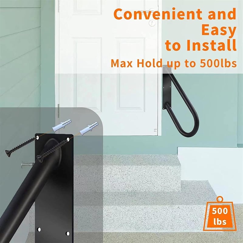 Wall Mount Handrail Outdoor Step Safe Grab Stair Railing Bent Grab Hand for Elderly Pregnant Women Disabled Staircases Accessory Outdoor Easy to Use Stair Lift Space Saving - Image 4