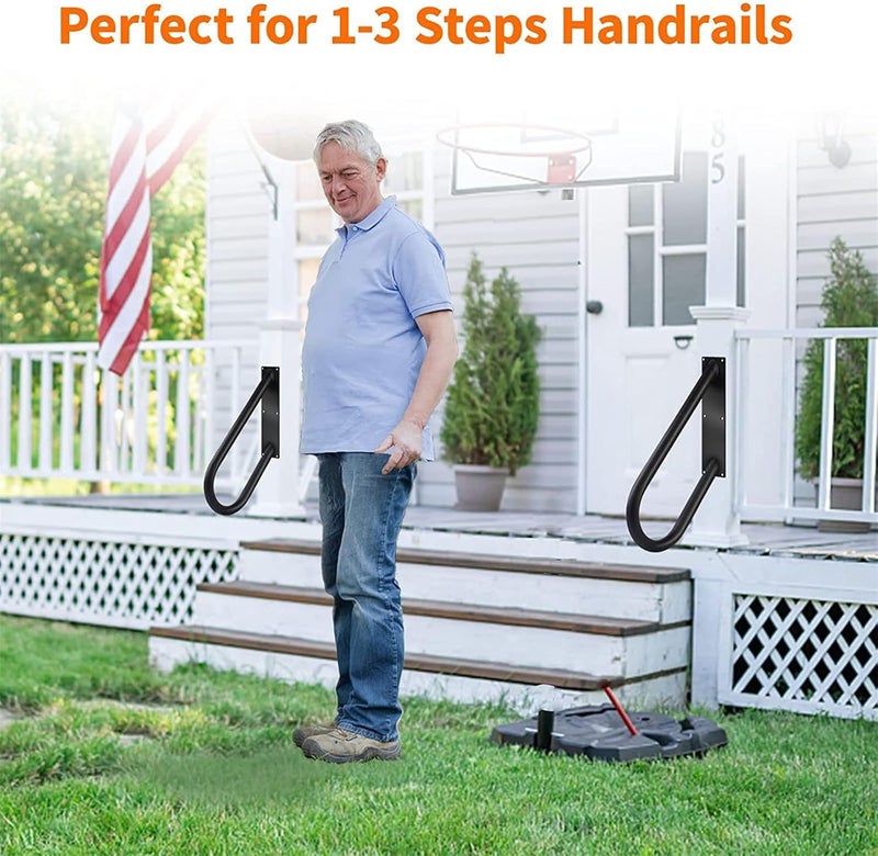 Wall Mount Handrail Outdoor Step Safe Grab Stair Railing Bent Grab Hand for Elderly Pregnant Women Disabled Staircases Accessory Outdoor Easy to Use Stair Lift Space Saving - Image 3
