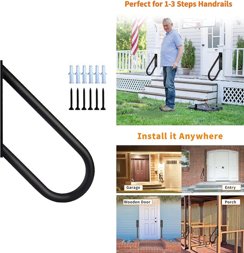 Wall Mount Handrail Outdoor Step Safe Grab Stair Railing Bent Grab Hand for Elderly Pregnant Women Disabled Staircases Accessory Outdoor Easy to Use Stair Lift Space Saving - Image 2