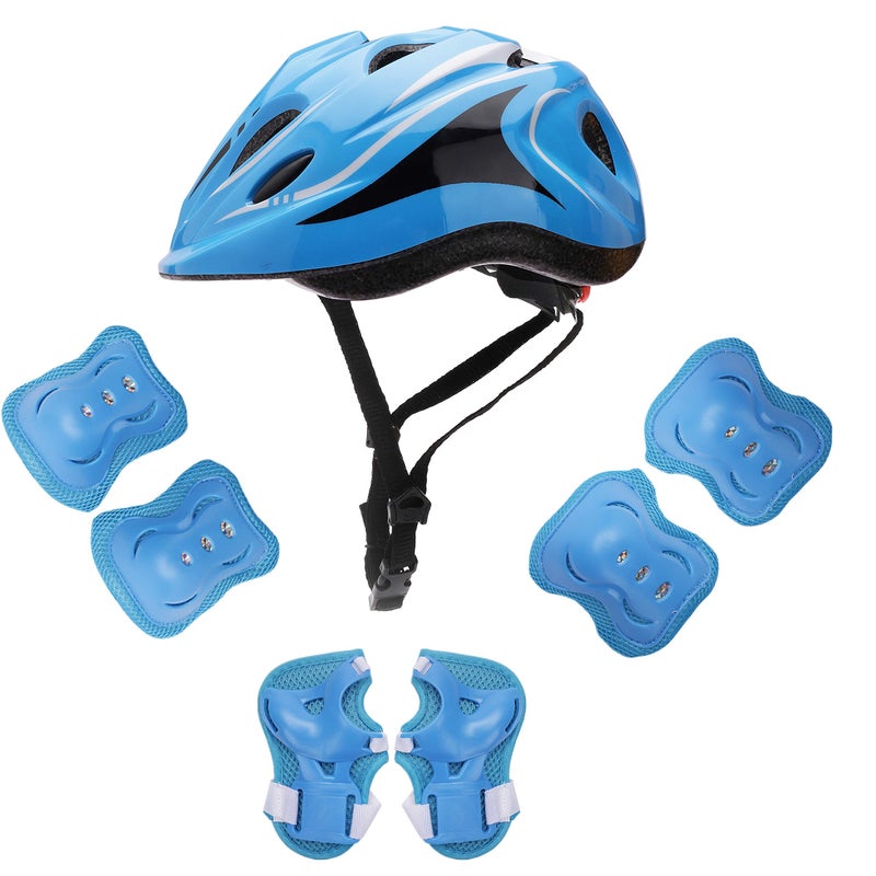 HENXING Kids Helmet Knee Elbow Pads Wrist Guard Sport Protective Gear Adjustable Scooter Skateboard Roller Bike Skate Cycling Safety Set for Boy Girl 412 YearsBlue