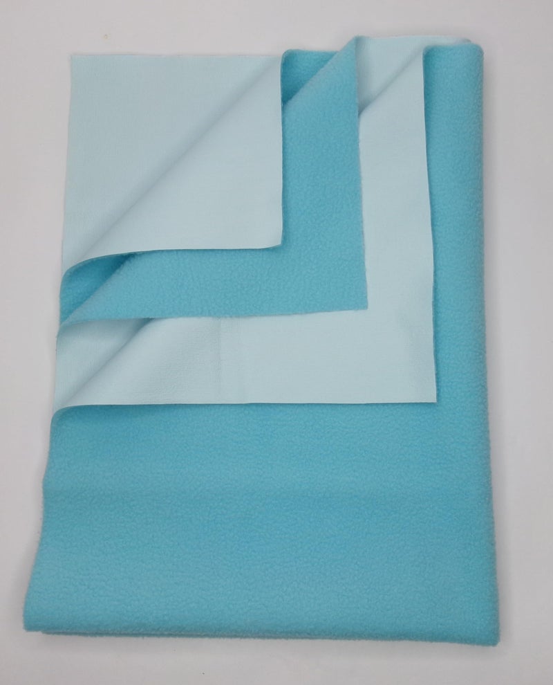 Waterproof Baby Bed Protector | Extra Absorbent, Quick Dry, Anti-Piling Fleece Dry Sheet | Lightweight, Extremely Soft, Breathable Material (Aqua Blue, Small (50cm X 70cm)) 