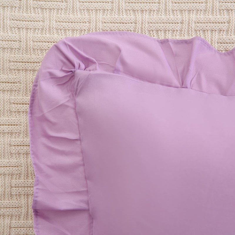 Merryword Lavender Purple Pillowcases King Size Ruffled Pillow Shams Set of 2 Cute Pillowcases Light Purple Shabby Chic Pillow Cover 2 Pack - Image 5