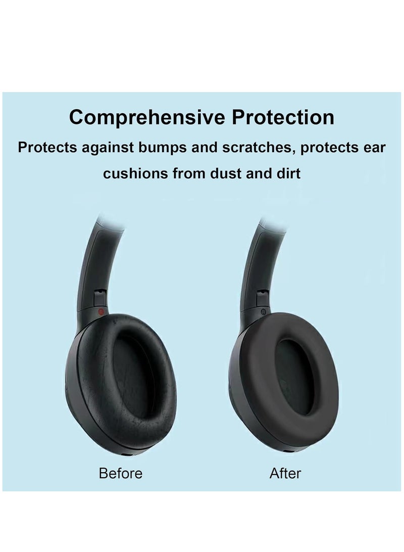 WH-1000XM5 Case Cover Soft Silicone Anti-Scratch Ear Pad Cover/Ear Cups Cover/Headband Cover For Sony Headphones (Black) - Image 4
