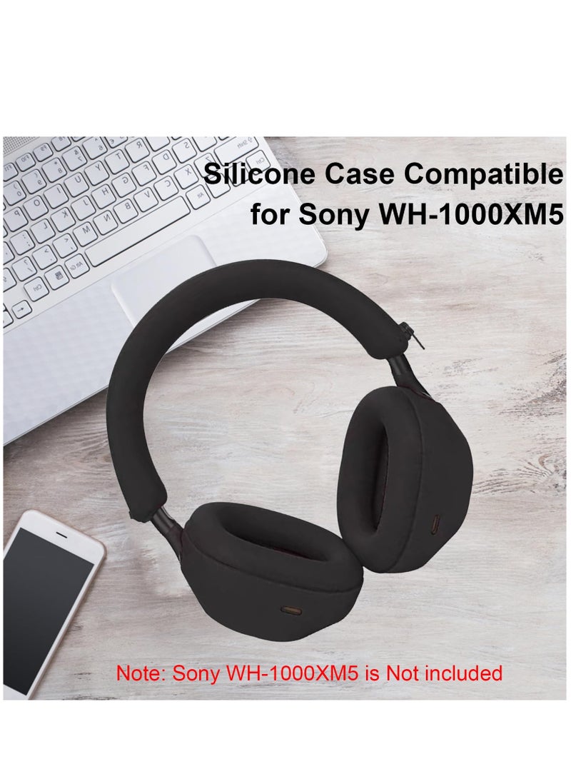 WH-1000XM5 Case Cover Soft Silicone Anti-Scratch Ear Pad Cover/Ear Cups Cover/Headband Cover For Sony Headphones (Black) - Image 2