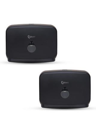 Robustt Wall-Mounted V/N/M Fold Paper Hand Towel Dispenser - Black (with Adhesive Hooks) | Large Capacity | Durable ABS Material | Water-Resistant | Push Button Lock (Pack of 2) - pzsku/ZDFBADD83CBF47EBA15C7Z/45/1752148110/ee0ff30a-0e16-46ca-b1f2-347a074d0ad8