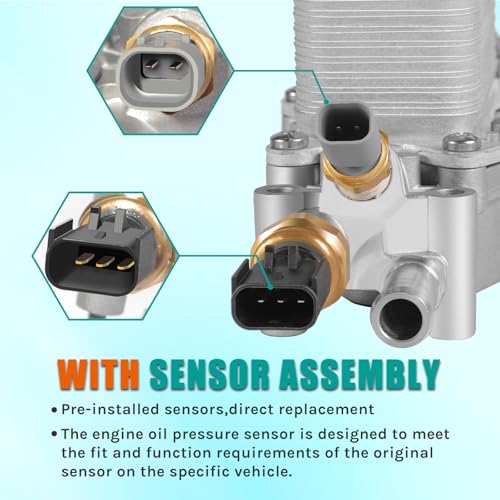 SOASEMBE 926-959 Upgraded Aluminum Engine Oil Cooler Filter Housing with Sensors and Gaskets Fit for 2011-2016 Chrysler 200 300 Dodge Ram Avenger Challenger Jeep Wrangler 3.6L V6 (68105583AF w/Aluminum Cap) - Image 4