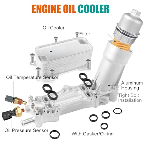 SOASEMBE 926-959 Upgraded Aluminum Engine Oil Cooler Filter Housing with Sensors and Gaskets Fit for 2011-2016 Chrysler 200 300 Dodge Ram Avenger Challenger Jeep Wrangler 3.6L V6 (68105583AF w/Aluminum Cap) - Image 5