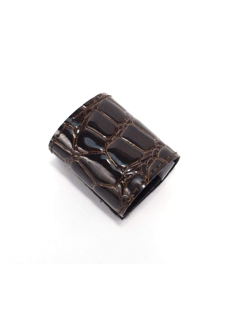 Mia Mia Tony Pony Ponytail Cuff Hair Accessory Embossed Crocodile Design Patent Leather on Elastic Rubber Band Beautiful Chocolate Brown 175 Inches Wide for Women and Girls 1pc 