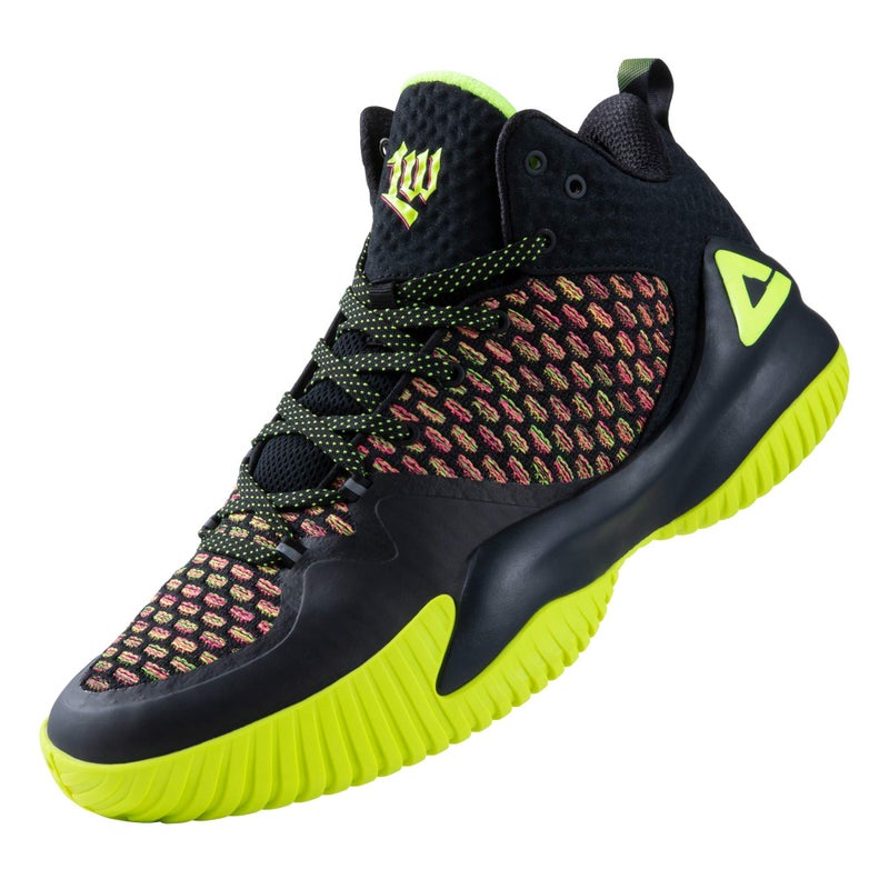 PEAK High Top Mens Basketball Shoes Streetball Master Breathable Non Slip Outdoor Sneakers Cushioning Workout Shoes for Fitness Fluorescent Yellow - Image 1
