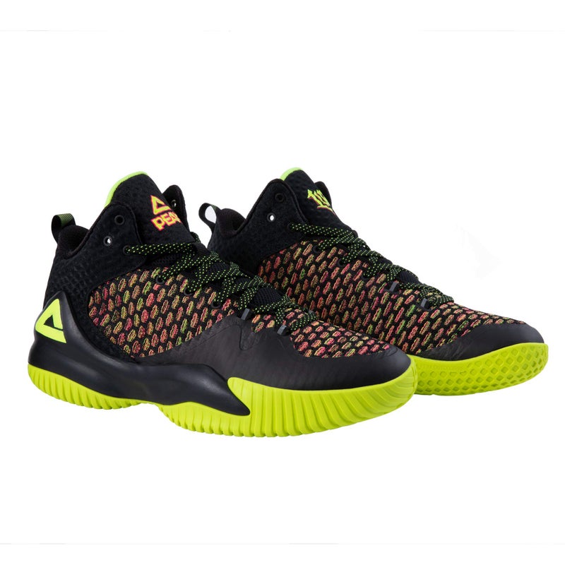 PEAK High Top Mens Basketball Shoes Streetball Master Breathable Non Slip Outdoor Sneakers Cushioning Workout Shoes for Fitness Fluorescent Yellow - Image 4