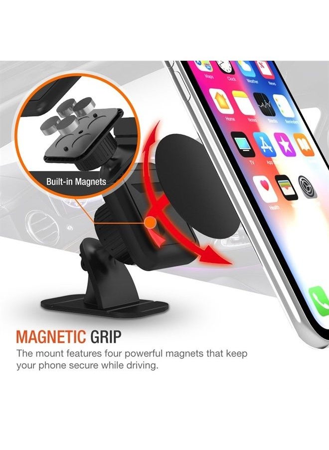 Trianium Magnetic Dash Car Mount Phone Holder Desk Stand Compatible with iPhone, Samsung, Huawei, Nokia, LG, Moto Smartphone, Stick-on Dashboard 3M-Adhesive Bendable Base and Metal Plate Included  - Image 2