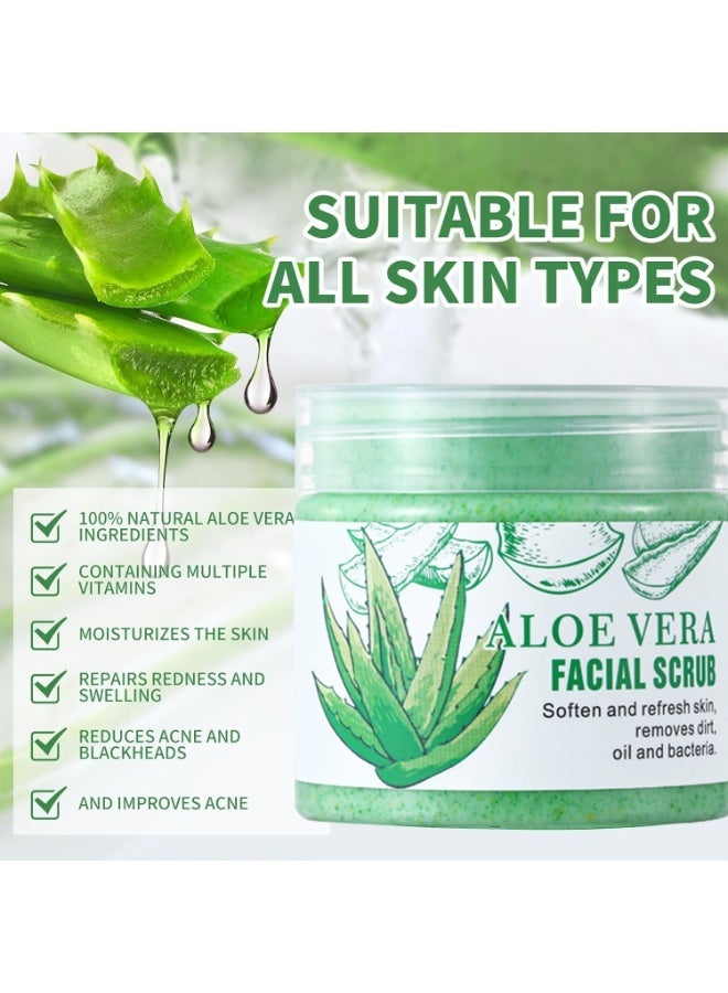 MOOYAM Aloe Vera Facial Scrub Gently Exfoliates and Refreshes Skin Removes Dirt Oil and Bacteria Softens and Smooths Skin for All Skin Types Men and Women - Image 2