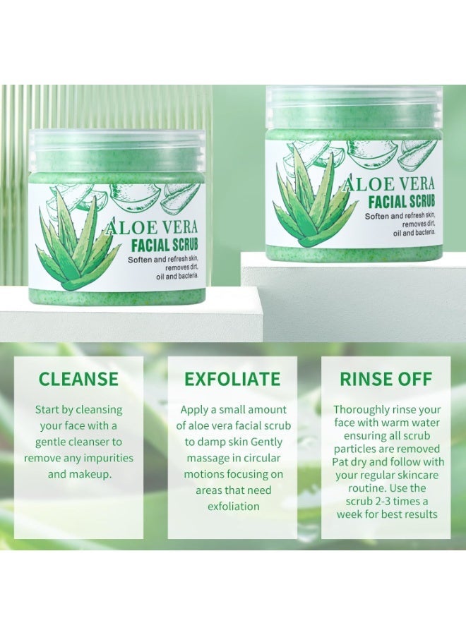 MOOYAM Aloe Vera Facial Scrub Gently Exfoliates and Refreshes Skin Removes Dirt Oil and Bacteria Softens and Smooths Skin for All Skin Types Men and Women - Image 3