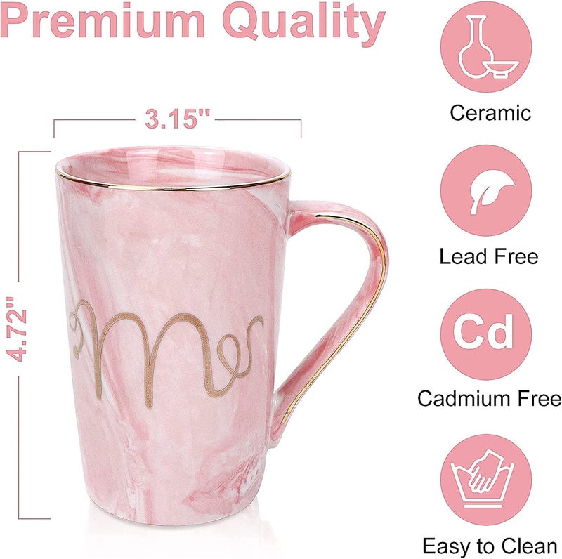 WEZOSHINET Coffee Mug with Lid and Spoon Ceramic Marble Finish Couples Gift for Anniversary Wedding Birthday Engagement Valentine Gifts for Couple MRS Mug with Lid - Image 3
