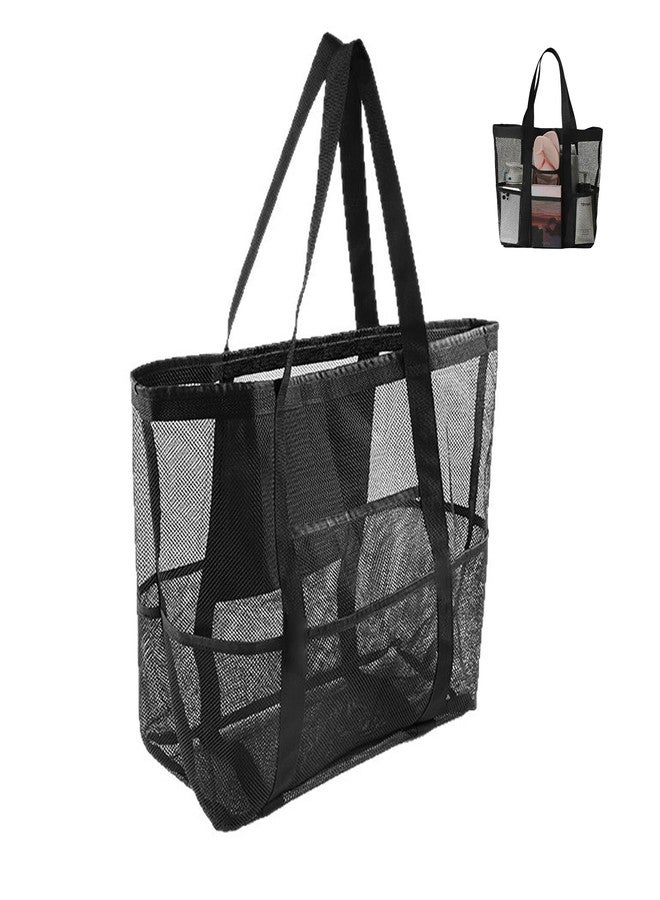 WITERY Beach Bags for Women - Foldable Travel Mesh Beach Tote Bag with Large Inner Pocket, Summer Sandproof Woven Vacation Shoulder Handbags for Work/Gym/Concert/Cruise/Pool/Lunch - Image 1