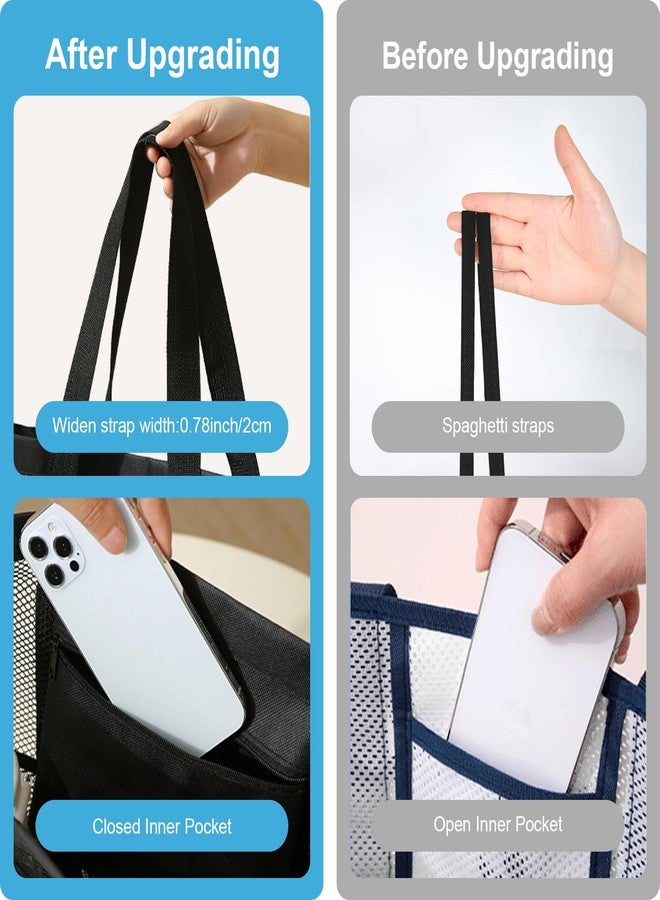 WITERY Beach Bags for Women - Foldable Travel Mesh Beach Tote Bag with Large Inner Pocket, Summer Sandproof Woven Vacation Shoulder Handbags for Work/Gym/Concert/Cruise/Pool/Lunch - Image 5