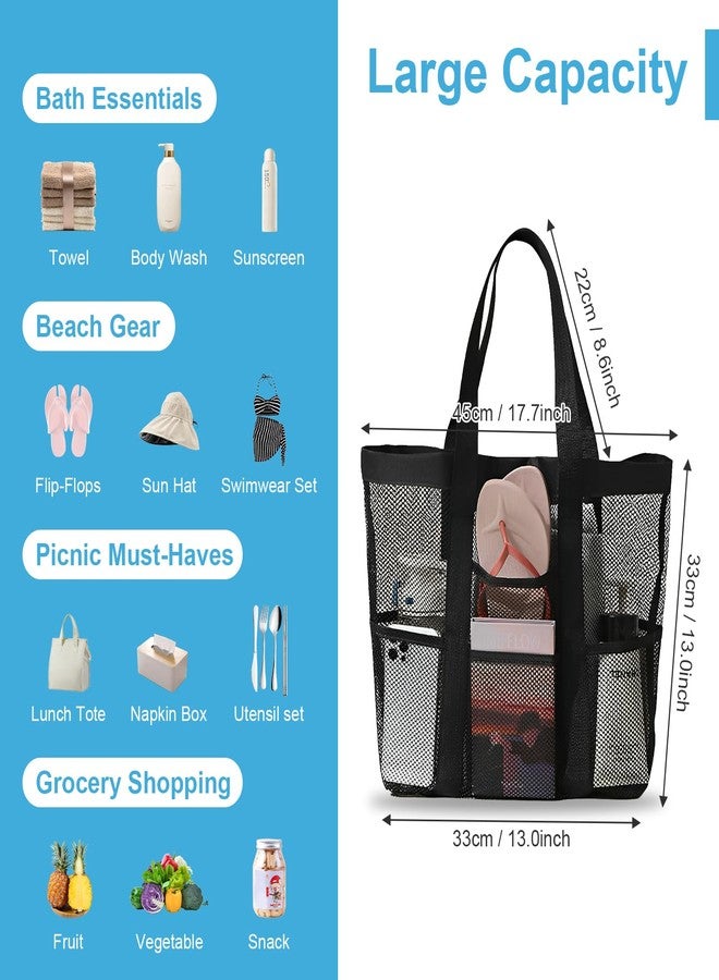 WITERY Beach Bags for Women - Foldable Travel Mesh Beach Tote Bag with Large Inner Pocket, Summer Sandproof Woven Vacation Shoulder Handbags for Work/Gym/Concert/Cruise/Pool/Lunch - Image 3
