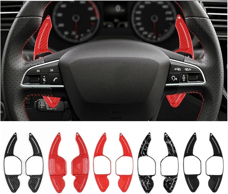 Red Carbon Fiber Pattern Steering Wheel Shift Paddle Cover For Seat Leon ST Ateca Ibiza Arona Tarraco - Image 3