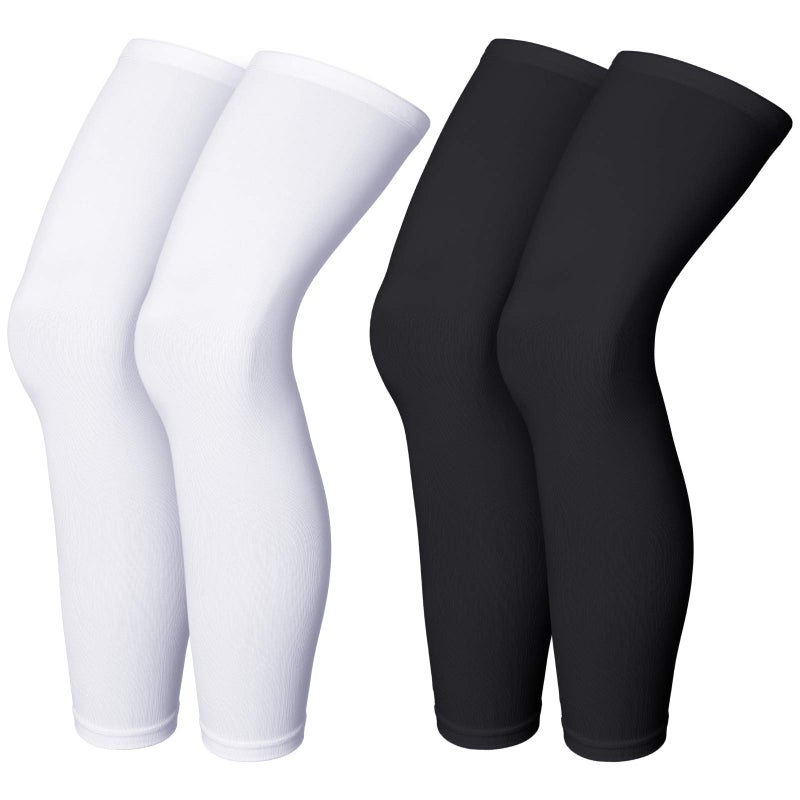 Skylety Compression Leg Sleeve Full Length Leg Sleeves Sports Cycling for Men Women, Running, Basketball(L,Black and White) - Image 1