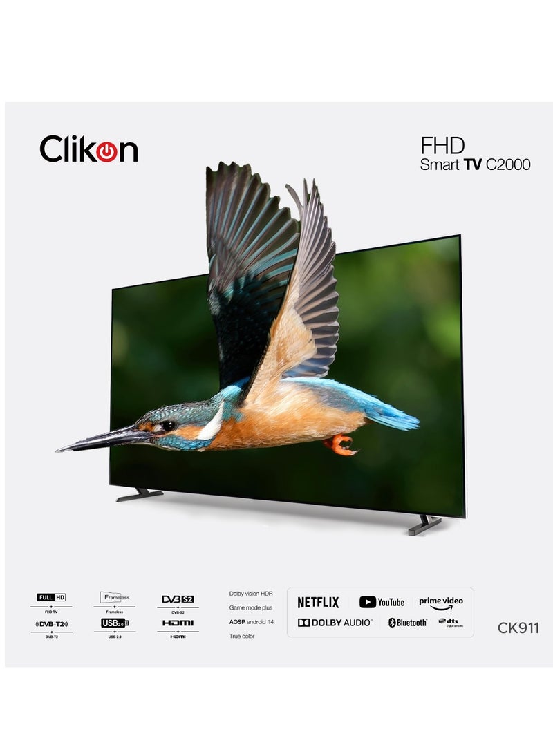 Clikon 42 Inch Full HD Smart Android LED TV | AOSP Android 14| 2 HDMI 2 USB |True Colour|Headphone Jack, Remote Controller, Slim LED, 1 GB RAM - Image 3