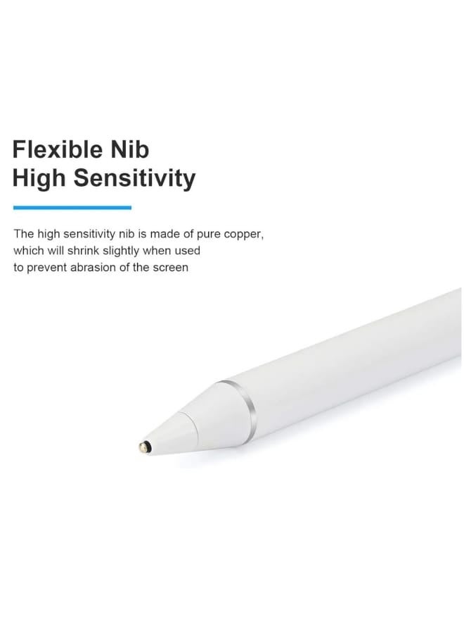 تقليدي قلم لمس نشط قابل لإعادة الشحن – طرف دقيق 1.2مم، متوافق مع Apple Pencil وiPad وiPhone وSamsung Galaxy Tab وHuawei وجميع الأجهزة اللوحية والهواتف بنظام أندرويد – كتابة سلسة بدون تأخير – لون أبيض - Image 4