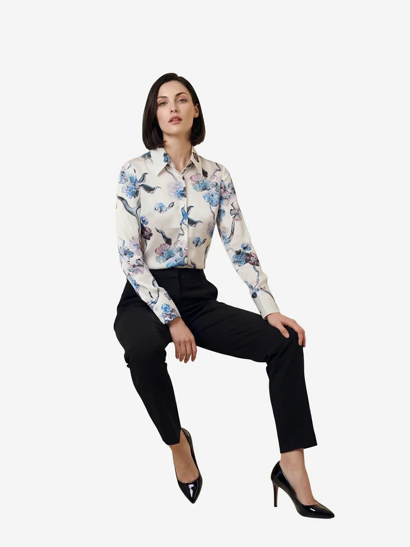 MY FASHION MY FASHION Floral Button-Up Shirt with a Shirt Collar