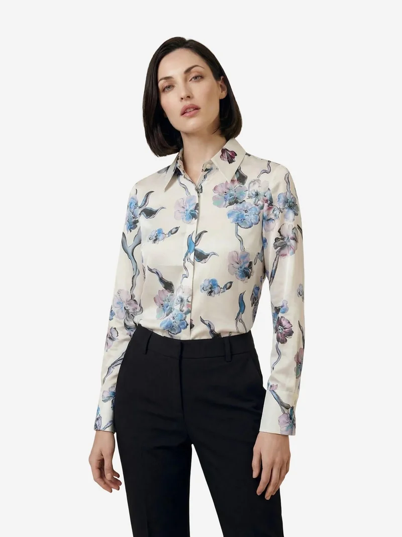 MY FASHION MY FASHION Floral Button-Up Shirt with a Shirt Collar