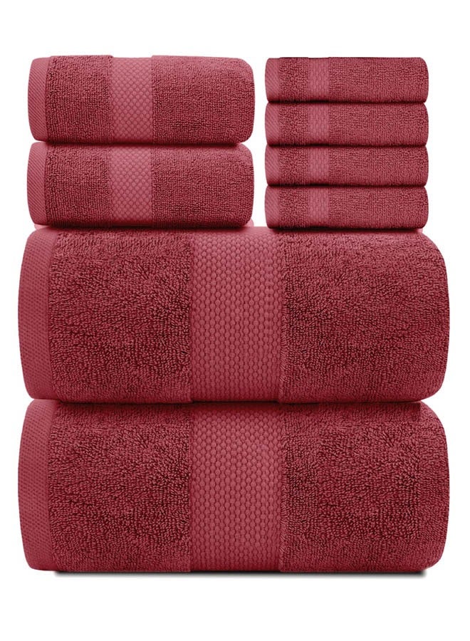 Kingston Premium Quality High Absorbent Bath Towel Set 2 Bath Towels 2 Hand Towels And 4 Wash Cloths Combo Pack of 8 Red - Image 1