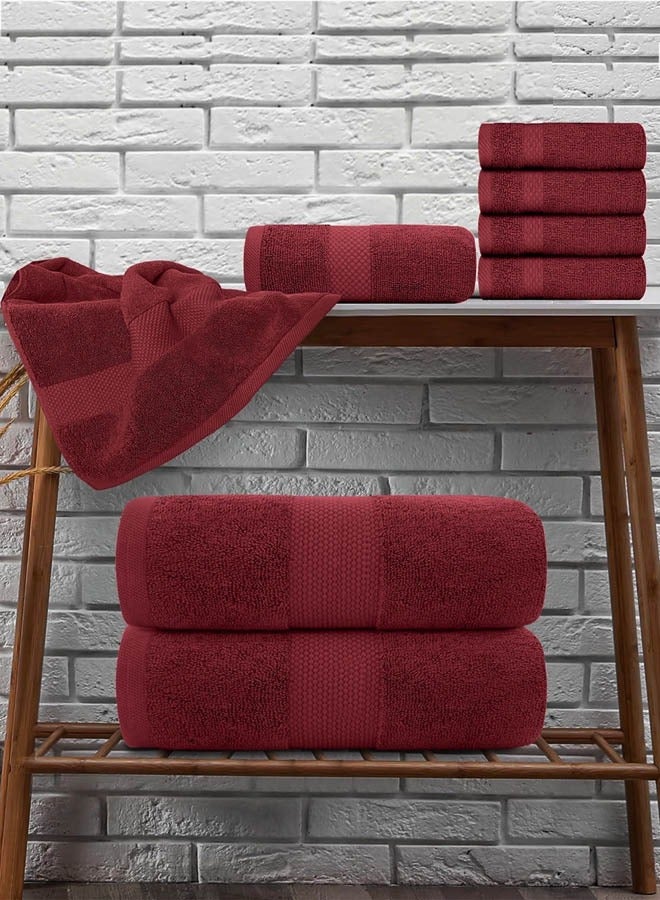 Kingston Premium Quality High Absorbent Bath Towel Set 2 Bath Towels 2 Hand Towels And 4 Wash Cloths Combo Pack of 8 Red - Image 5